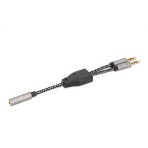 ADAPTADOR,MANHATTAN.356121, AUDIO 3.5MM 1 H A 2 M, 15CM, CABLE QUE DIVIDE AUDIO PARA AUDIFONO Y MIC, ALUMINIO PLATEADO - Manh