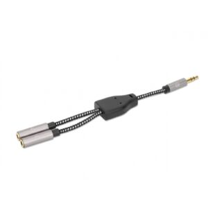 ADAPTADOR,MANHATTAN,356114, AUDIO 3.5MM 1 M A 2 H, 15CM, CONECTA DOS AUDIFONOS A UN JACK DE 3.5MM, ALUMINIO, NEGRO / P - Manh