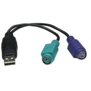 CONVERTIDOR USB,MANHATTAN,179027, A PS/2 ,2 PUERTOS TECLADO Y MOUSE - Manhattan
