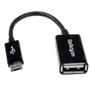 CABLE ADAPTADOR DE 12CM MICRO USB MACHO A USB A HEMBRA OTG PARA TABLETS SMARTPHONES TELFONOS INTELIGENTES – NEGRO – STARTECH.