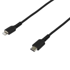 CABLE DE CARGA DE 2M USB-C A LIGHTNING – COLOR NEGRO – CABLE USB DE CARGA Y ALTA RESISTENCIA – CERTIFICADO MFI APPLE – STARTE