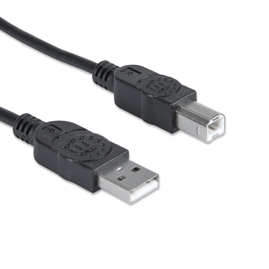 CABLE USB,MANHATTAN,33382, V2.0 A-B 3.0M, NEGRO - Manhattan