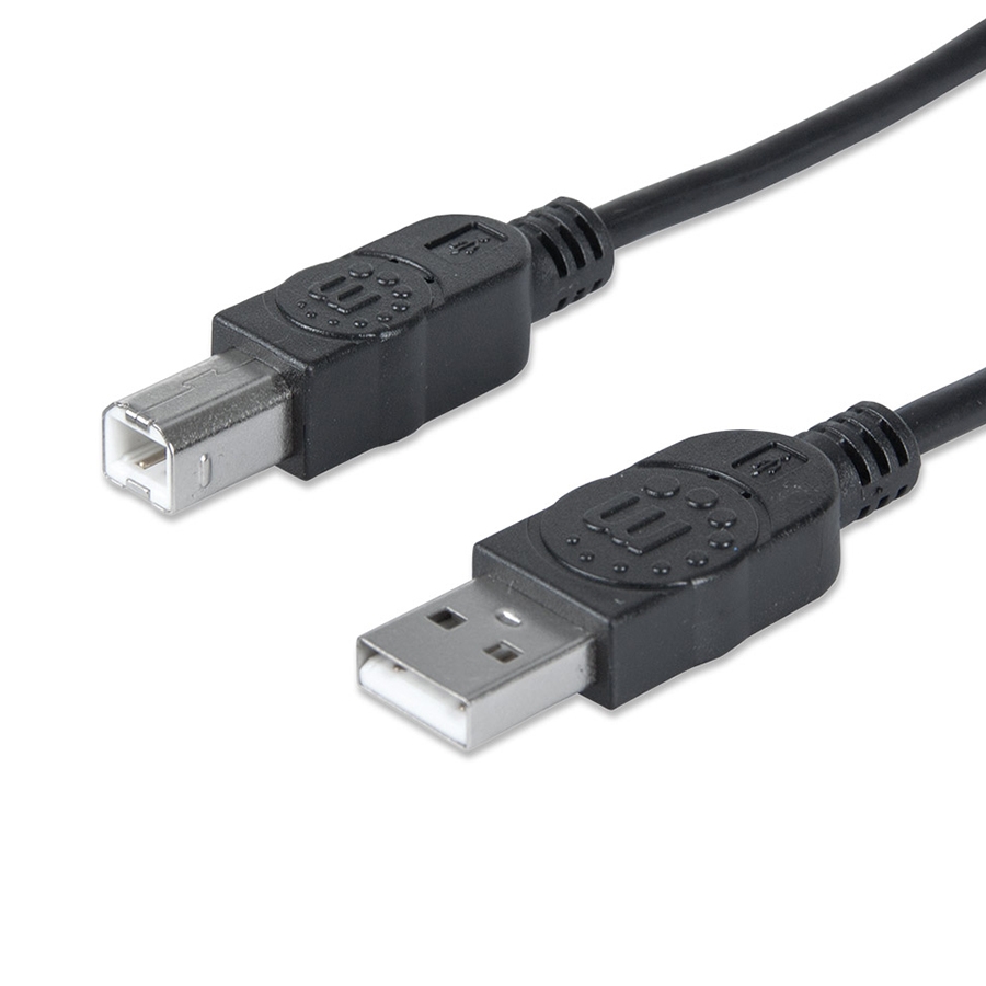 CABLE USB,MANHATTAN,33382, V2.0 A-B 3.0M, NEGRO - Manhattan