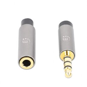 CABLE AUDIO ESTEREO, MANHATTAN, 356046, 3.5MM EXTEN. M-H 3.0M NEGRO/ALUMINIO PLATEADO - Manhattan