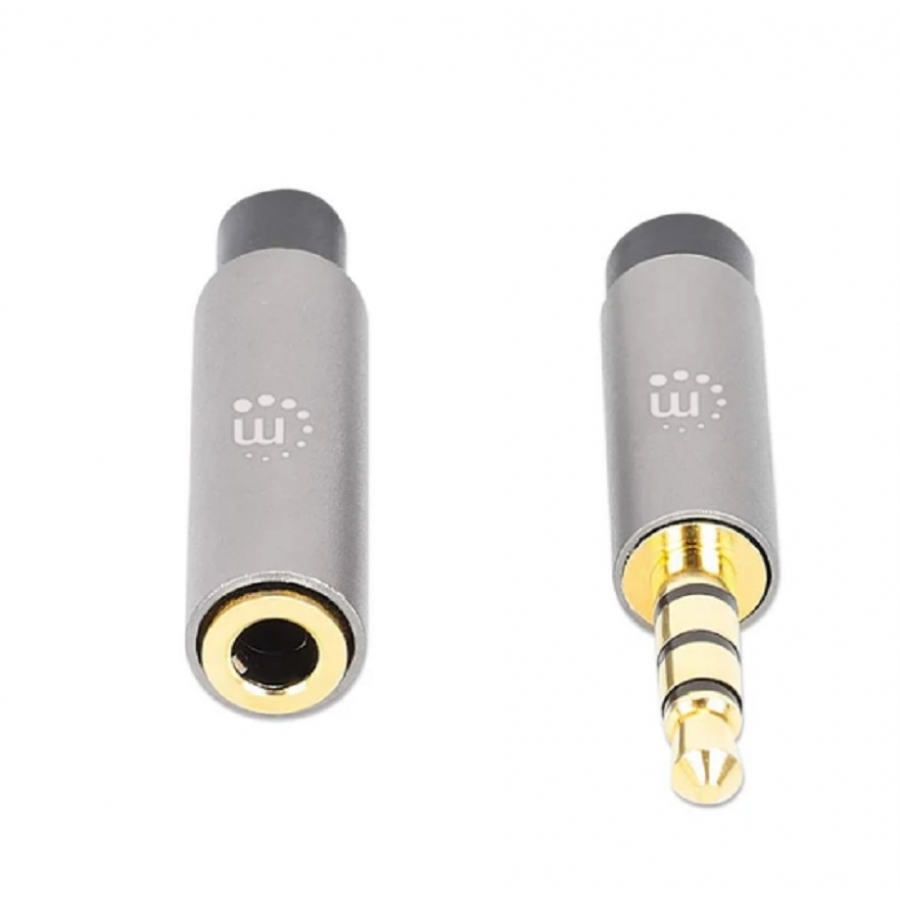 CABLE AUDIO ESTEREO, MANHATTAN, 356039, 3.5MM EXTEN. M-H 2.0M NEGRO/ALUMINIO PLATEADO - Manhattan