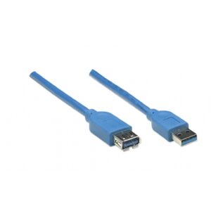 CABLE USB,MANHATTAN,322447, V3.2 EXT. TIPO A 3.0M AZUL, 5 G - Manhattan