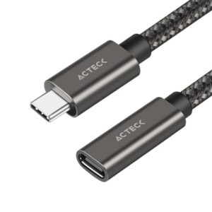 CABLE ACTECK EXTENSION LINK PLUS CE414 / USB C – USB C 3.1 / 60 CM / 4K A 60 HZ / 10 GBPS / NYLON TRENZADO / MACHO A HEMBRA /