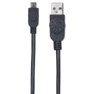 CABLE USB,MANHATTAN,325684, V2 A-MICRO B, BOLSA PVC 3.0M NEGRO - Manhattan