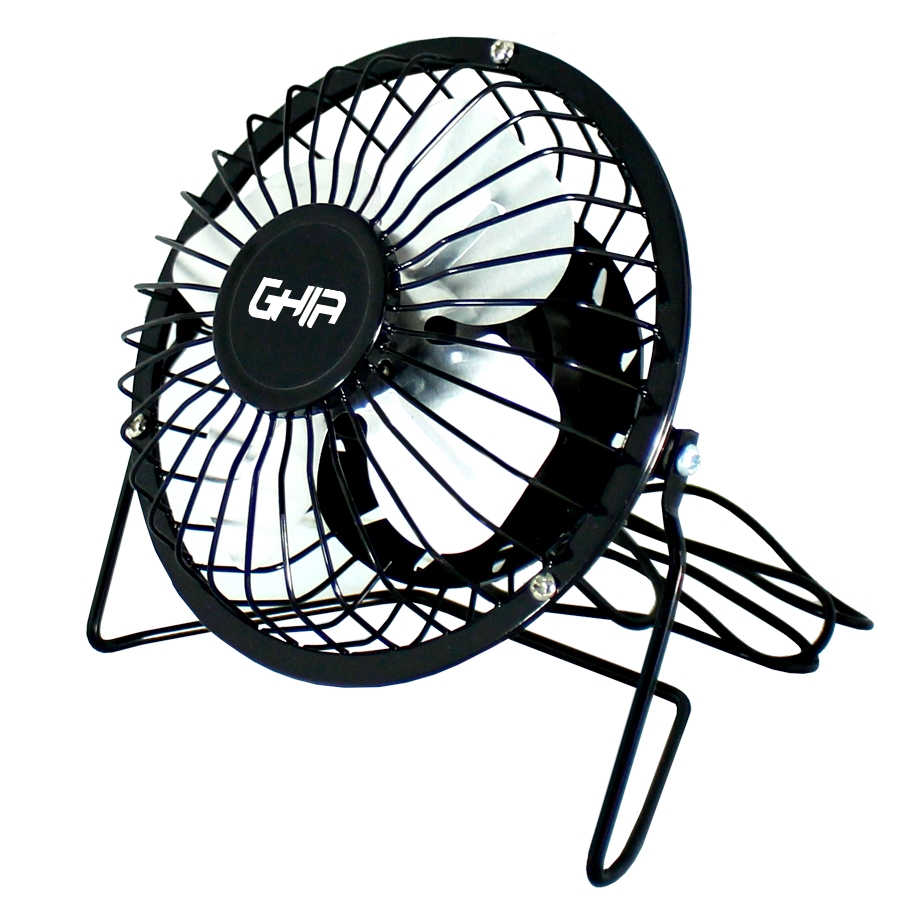 MINI VENTILADOR DE ESCRITORIO GHIA METALICO COLOR NEGRO ALIMENTACION USB - Ghia