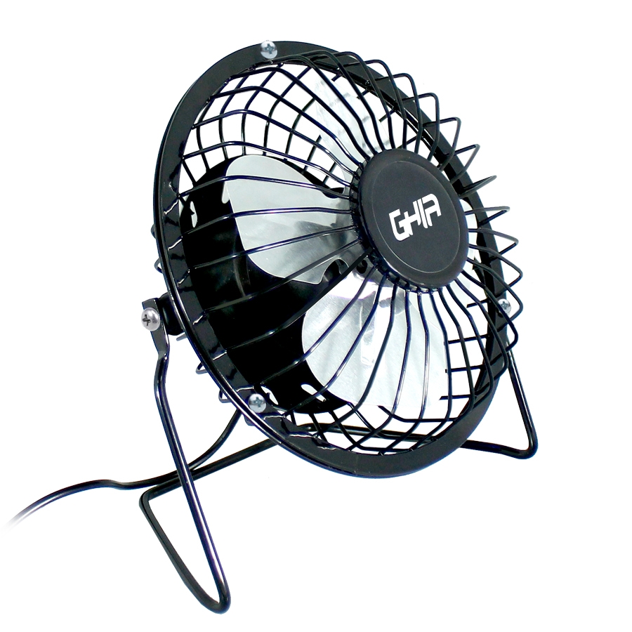 MINI VENTILADOR DE ESCRITORIO GHIA METALICO COLOR NEGRO ALIMENTACION USB - Ghia