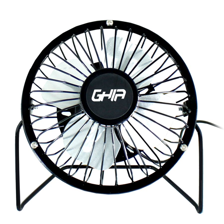 MINI VENTILADOR DE ESCRITORIO GHIA METALICO COLOR NEGRO ALIMENTACION USB - Ghia