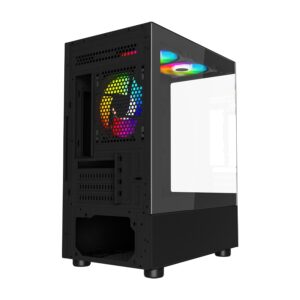 GABINETE OCELOT GAMING GLASS EN6 / MINI TOWER / M-ATX, ITX / PANEL LATERAL Y FRONTAL DE CRISTAL TEMPLADO/ INCLUYE 3 VENTILADO