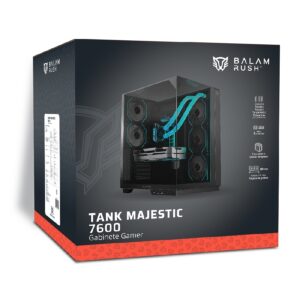 GABINETE GAMER BALAM RUSH TANK MAJESTIC 7600 / MEDIA TORRE / ATX/MICRO ATX- MINI ITX / VENTILADORES ARGB / TRIPLE PANEL DE CR