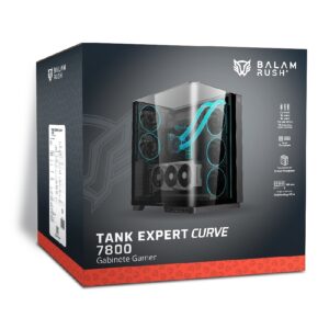 GABINETE GAMER BALAM RUSH TANK EXPERT CURVE 7800 / MEDIA TORRE / ATX/MICRO ATX- MINI ITX / VENTILADORES ARGB Y TIRAS LED / PA