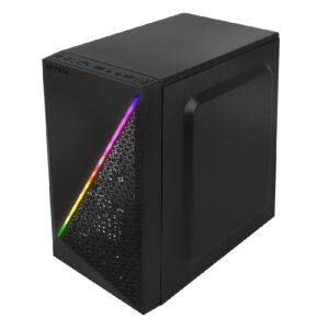 GABINETE ACTECK KIOTO GC460 / MINI TORRE / MICRO ATX, MINI ITX / FUENTE 500W / ILUMINACION RGB / PANEL ACRILICO, METAL / NEGR