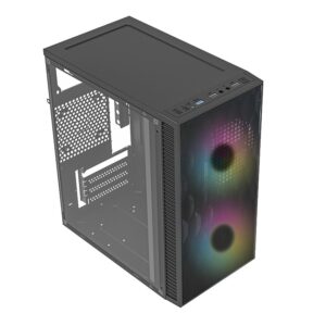 GABINETE ACTECK FUJI GC470 / MINI TORRE / MICRO ATX , MINI ITX / FUENTE 500W / VENTILADOR RGB / PANEL ACRILICO, METAL / NEGRO