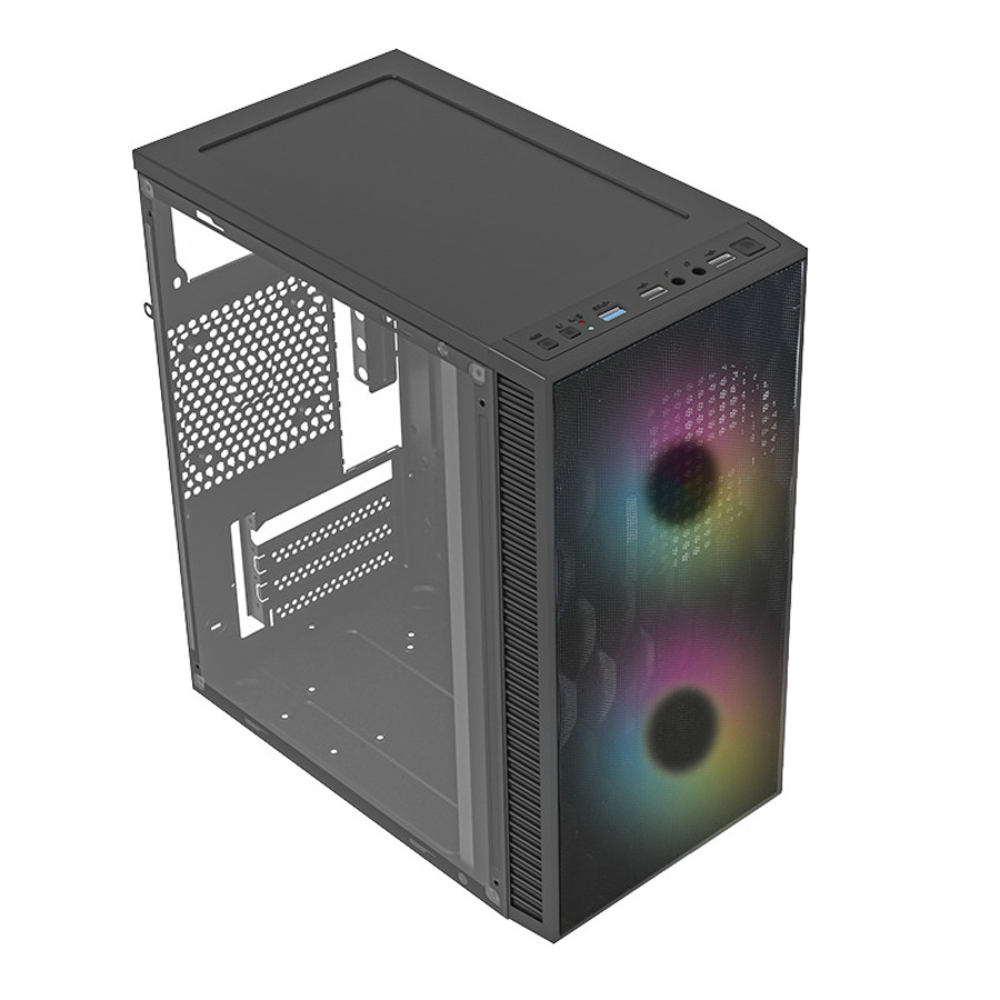 GABINETE ACTECK FUJI GC470 / MINI TORRE / MICRO ATX , MINI ITX / FUENTE 500W / VENTILADOR RGB / PANEL ACRILICO, METAL / NEGRO