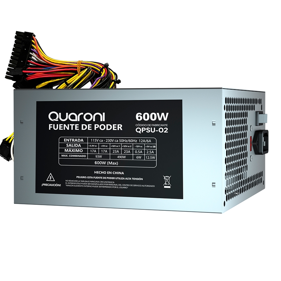 FUENTE DE PODER QUARONI 600W METALICO 24 PIN - Quaroni