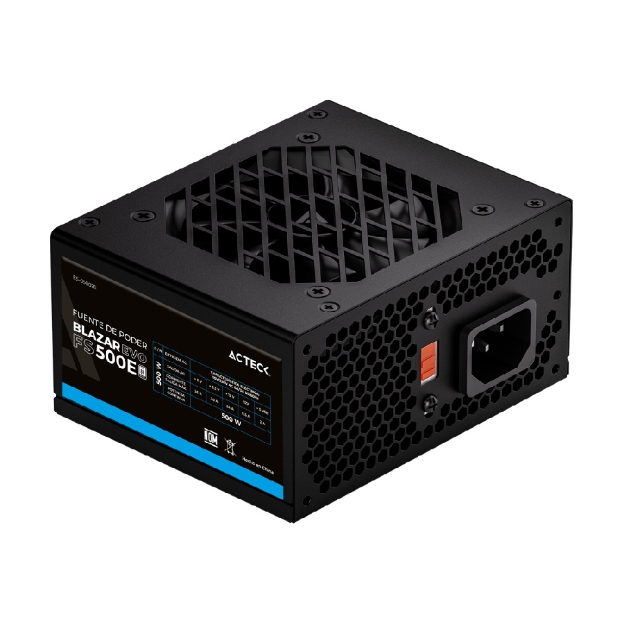 FUENTE DE PODER ACTECK BLAZAR EVO FS500E / ATX / SFX / 500 W /SLIM / NO MODULAR / VENTILADOR 80 MM / NEGRO / ES-05002E - Acte