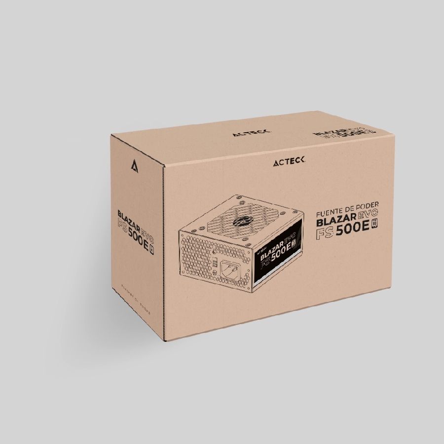 FUENTE DE PODER ACTECK BLAZAR EVO FS500E / ATX / SFX / 500 W /SLIM / NO MODULAR / VENTILADOR 80 MM / NEGRO / ES-05002E - Acte