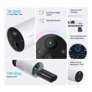 CAMARA TP-LINK TAPO C420S1 PARA EXTERIOR WIFI CON BATERIA RECARGABLE RESOLUCION 2K 1080P IP65 A PRUEBA DE AGUA VISION NOCTURN