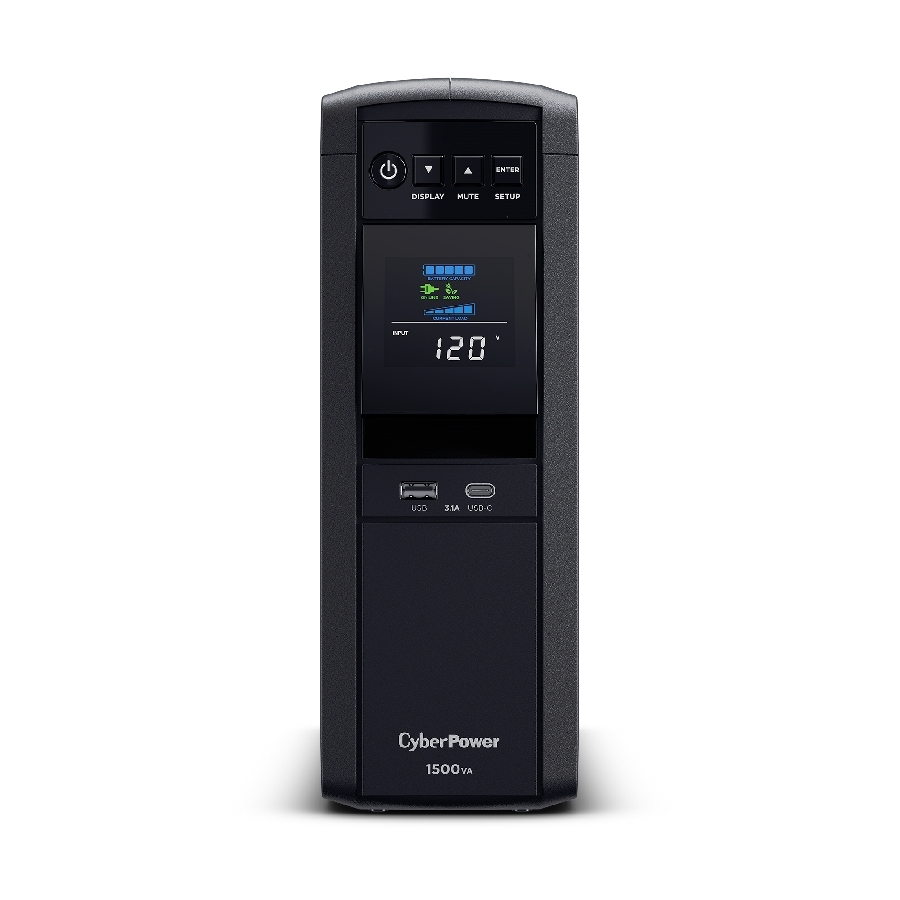 NO BREAK CYBERPOWER (CP1500PFCLCDA) 1500 VA /1000 W, INTERACTIVO, ONDA SENOIDAL PURA (PFC),12 × NEMA 5-15R, (6 RESPALDO Y 6 S
