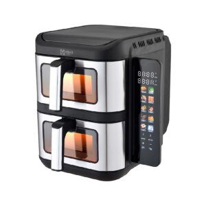 FREIDORA DE AIRE DOBLE MIRATI DE 11 LITROS TOTALES CUENTA CON 2 CANASTAS DE 5.5L CADA UNA CON VENTANA, PANEL A COLOR Y RETRAC