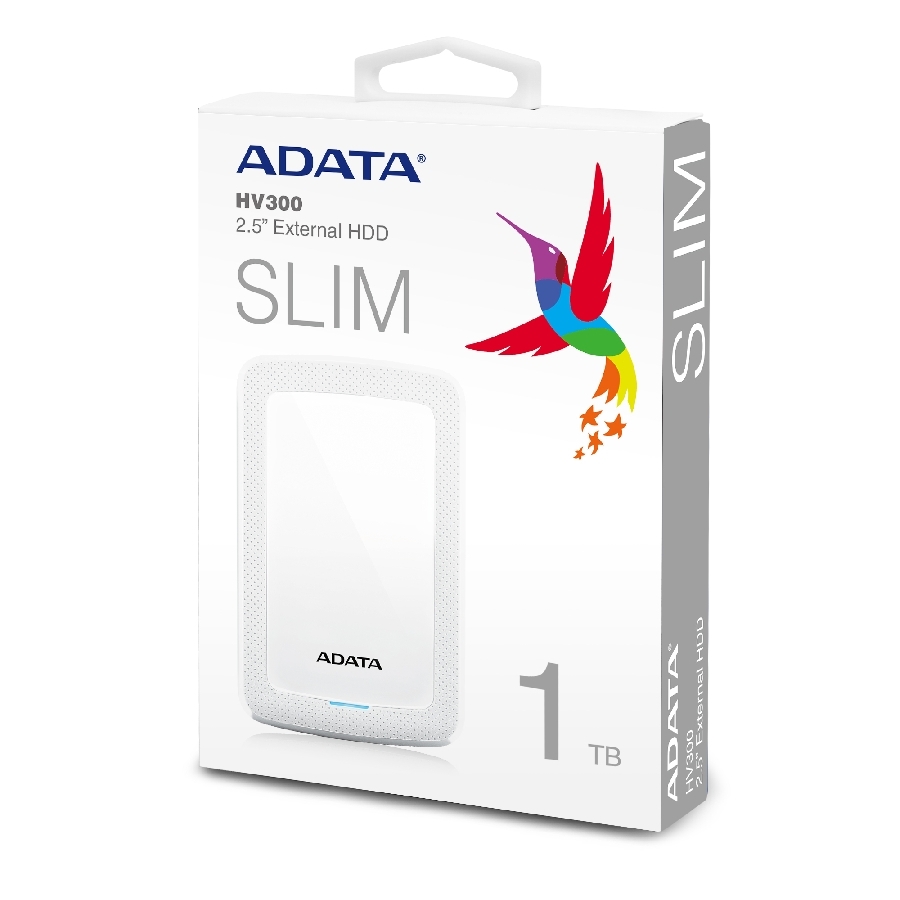 DISCO DURO EXTERNO ADATA HV300 1TB PORTATIL 2.5 USB 3.2 WINDOWS MAC LINUX DASHDRIVE SLIM COLOR BLANCO AHV300-1TU31-CWH - Adat