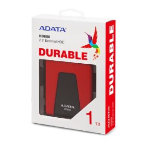 DISCO DURO EXTERNO ADATA HD650 1TB PORTATIL 2.5 USB 3.2 WINDOWS MAC LINUX CONTRAGOLPES COLOR ROJO AHD650-1TU31-CRD - Adata