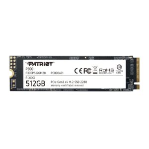 UNIDAD DE ESTADO SOLIDO INTERNO PATRIOT P300 512GB M.2 2280 NVME PCIE GEN 3X4 LECT.2100 ESCRIT.1650 MBS PC LAPTOP MINIPC - Pa