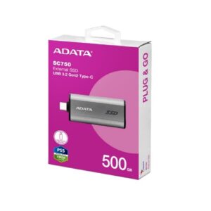 UNIDAD DE ESTADO SOLIDO EXTERNO 500GB ADATA SC750 PORTATIL USB TIPO C NEGRO WINDOWS MAC LINUX ANDROID PS4/5 XBOX SERIES X S S