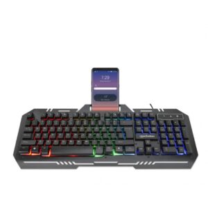 TECLADO GAMING LED , MANHATTAN , 180610 ,CON PÁNEL METÁLICO PARA CELULAR - Manhattan