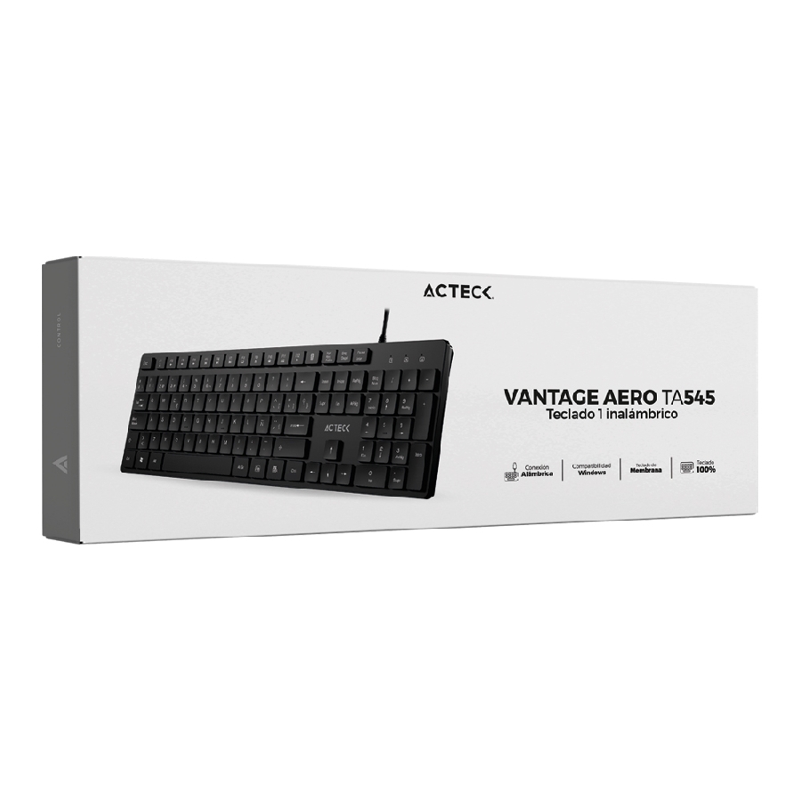 TECLADO ACTECK VANTAGE AERO TA545 / ALAMBRICO USB / MULTIMEDIA / ESPAÑOL / 105 TECLAS / WINDOWS / MEMBRANA / NEGRO / AC-94347