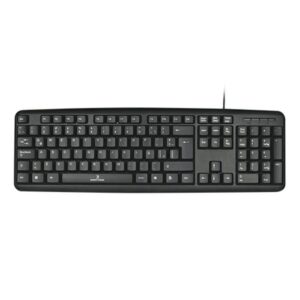 TECLADO ALAMBRICO RESISTENTE A SALPICADURAS Y DERRAMES TECLAS DE MEMBRANA CONECTOR USB PERFECT CHOICE – NEGRO - Perfect Choic