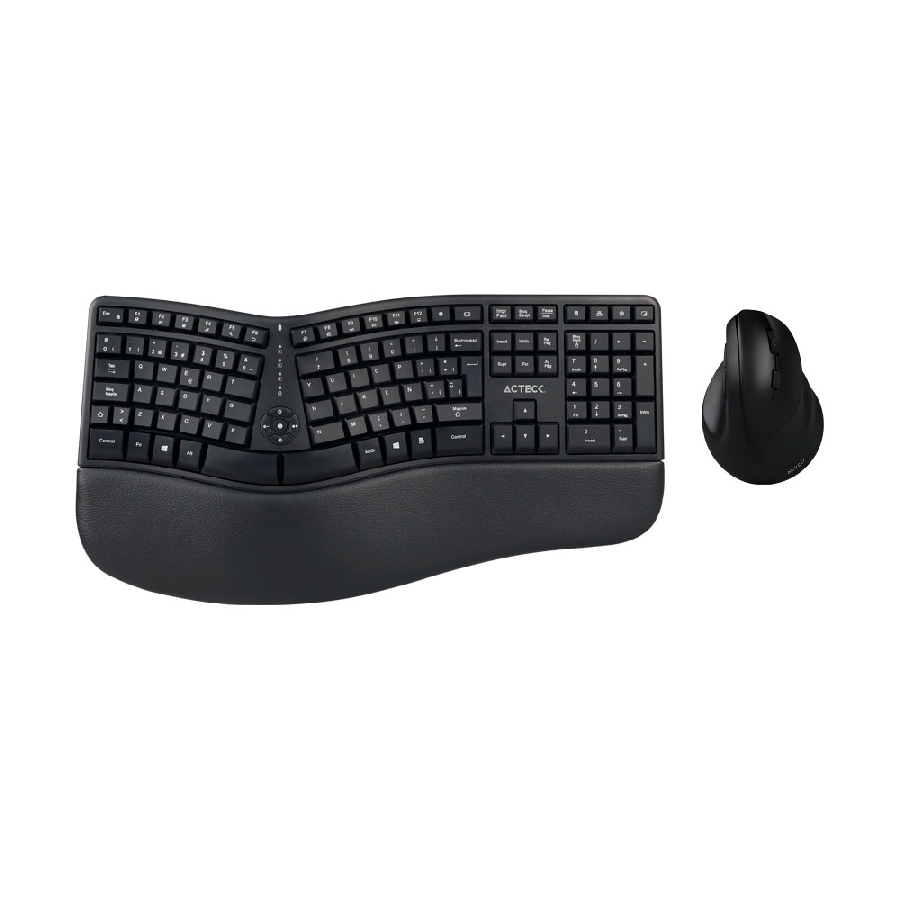 KIT ACTECK CREATOR VIRTUOS FITT MK770 / TECLADO Y MOUSE VERTICAL / INALAMBRICO / RECEPTOR USB / RECARGABLE / 118 TECLAS / ESP
