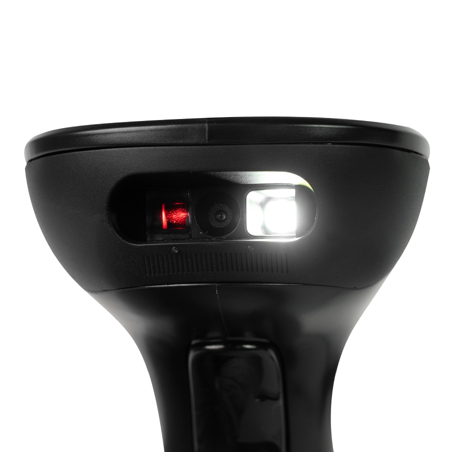 LECTOR DE CODIGOS DE BARRAS GHIA GSW2 / INALAMBRICO / 2D / LED ROJO Y BLANCO / BLUETOOTH / USB / BASE DE CARGA / QR / NEGRO -