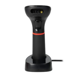 LECTOR DE CODIGOS DE BARRAS GHIA GSW2 / INALAMBRICO / 2D / LED ROJO Y BLANCO / BLUETOOTH / USB / BASE DE CARGA / QR / NEGRO -