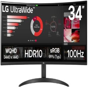 MONITOR PC LG CURVO ULTRAWIDE QHD 34WR50QK,34 PULG,RESOL. 3440X1440,1800R,PANEL VA,REL. 21:9,BRILLO 300 CD/M2,CONTR. 3000:1,T