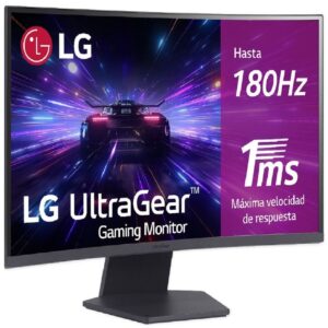 MONITOR PC LG 27GS60QC-B GAMING ULTRAGEAR 27 CURVO QHD, AMD FREE SYNC, 180HZ, PANEL VA, ASPECTO 16:9, 2560X1440, TR 1MS, 3000
