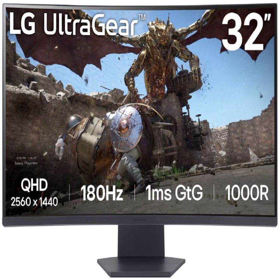 MONITOR LG ULTRAGEAR 32GS60QC GAMER CURVO QHD 31.5,PANEL VA, 2560X1440, 180HZ, TR 1MS, CURVATURA 1000R, HDR10, AMD FREESYNC,