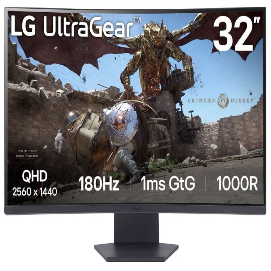 MONITOR LG ULTRAGEAR 32GS60QC GAMER CURVO QHD 31.5,PANEL VA, 2560X1440, 180HZ, TR 1MS, CURVATURA 1000R, HDR10, AMD FREESYNC,