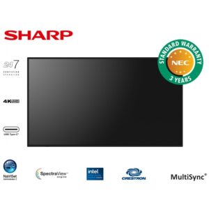 MONITOR PROFESIONAL SHARP DE 55 M552 UHD 3840 X 2160 24/7, 550 CD/M2, 8000:1, HDMI, DISPLAYPORT HDCP, USB, RJ-45, INTEL SDM 
