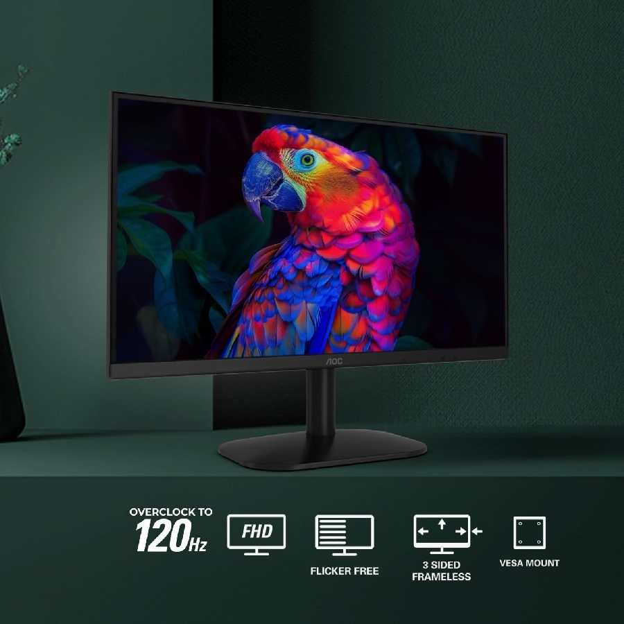 MONITOR LED AOC 22B35HM23 / COLOR NEGRO / PANEL VA 21.5 / HDMI Y VGA / ASPECTO 16:9 / TIEMPO DE RESPUESTA 4MS / 120 HZ / VESA