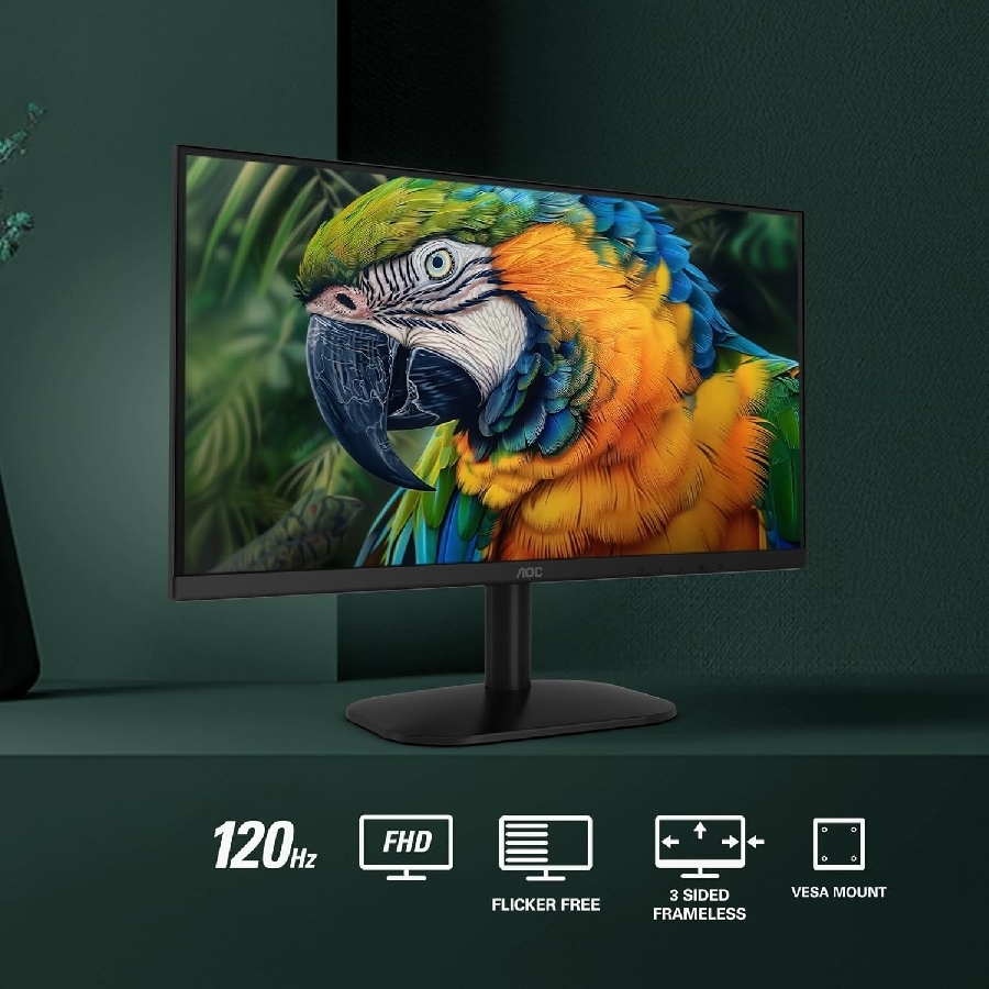 MONITOR LED AOC 24B35H3 / COLOR NEGRO / PANEL IPS 23.8 / HDMI Y VGA / ASPECTO 16:9 / TIEMPO D.R. 1MS / 120HZ / FULL HD 1920X1