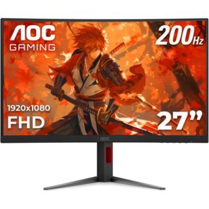 MONITOR GAMER CURVO AOC C27G4H2 / PANEL VA / 200 HZ / TIEMPO DE RESPUESTA 1 MS / AMD FREE SYNC / COLOR NEGRO Y ROJO / HDMI / 