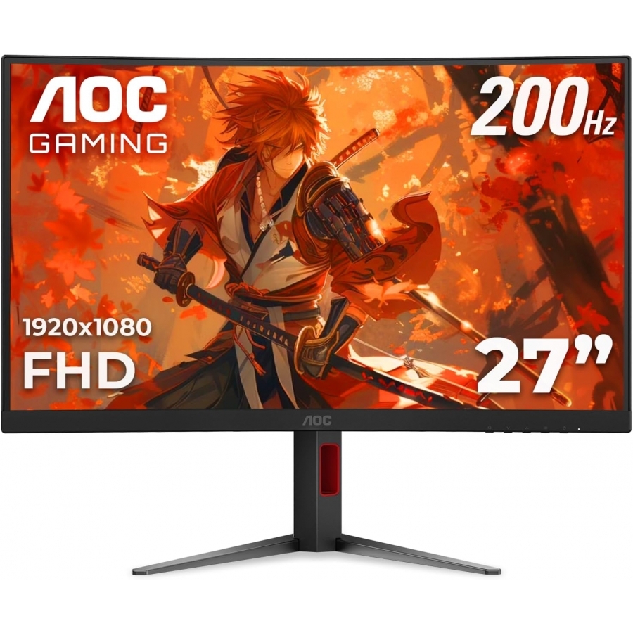 MONITOR GAMER CURVO AOC C27G4H2 / PANEL VA / 200 HZ / TIEMPO DE RESPUESTA 1 MS / AMD FREE SYNC / COLOR NEGRO Y ROJO / HDMI /