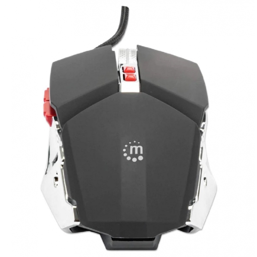 MOUSE,MANHATTAN,179348, OPTICO GAMING 7 BOTONES, NEGRO/PLATA 3200 DPI - Manhattan