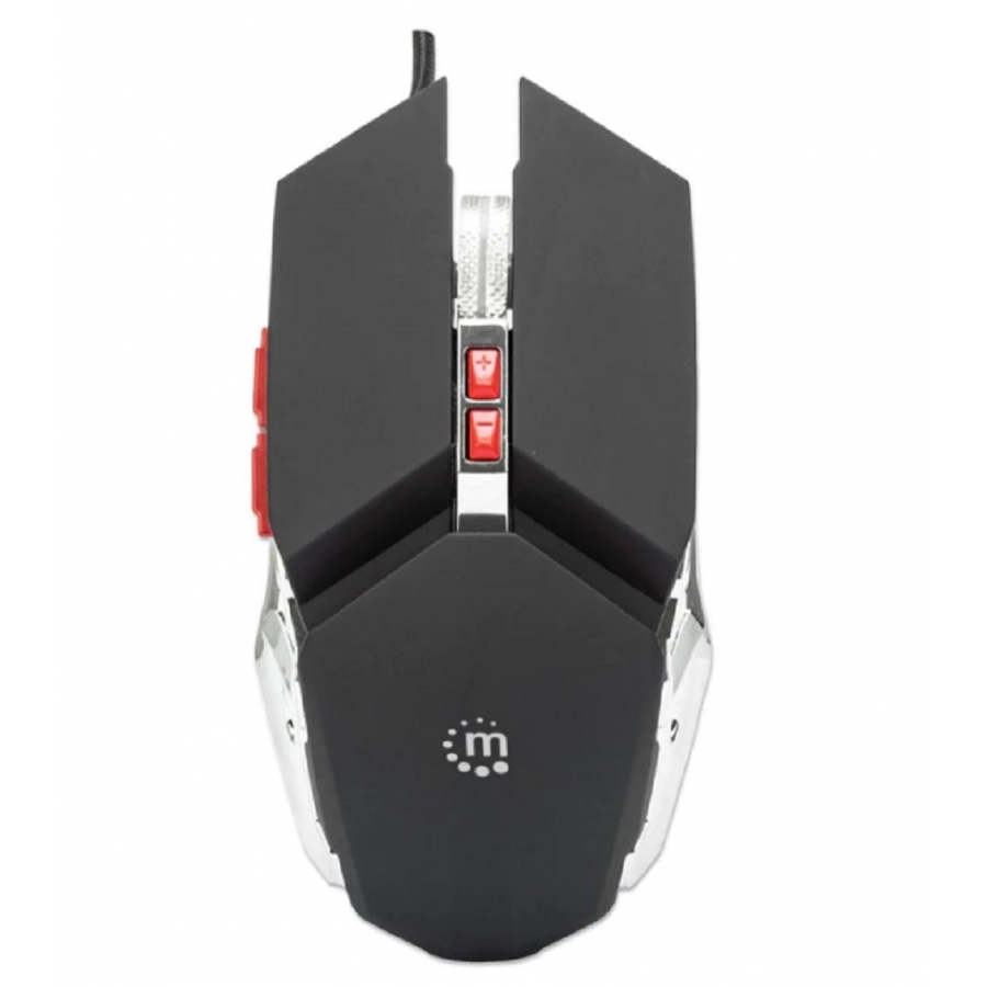 MOUSE,MANHATTAN,179348, OPTICO GAMING 7 BOTONES, NEGRO/PLATA 3200 DPI - Manhattan