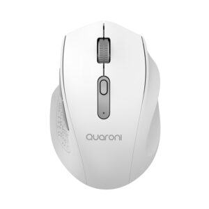 MOUSE INALAMBRICO ERGONMICO CON TEXTURA QUARONI 5 SCROLL/RECEPTOR 2.4 GHZ/800 – 2400 DPI/PTICO/4 NIVELES/BLANCO - Quaroni