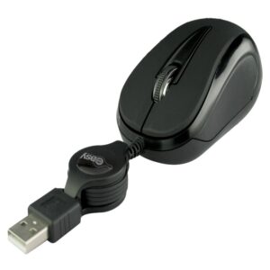 MOUSE MINI ALAMBRICO RETRACTIL OPTICO 1000 DPI CONECTOR USB EASY LINE BY PERFECT CHOICE – NEGRO - Perfect Choice